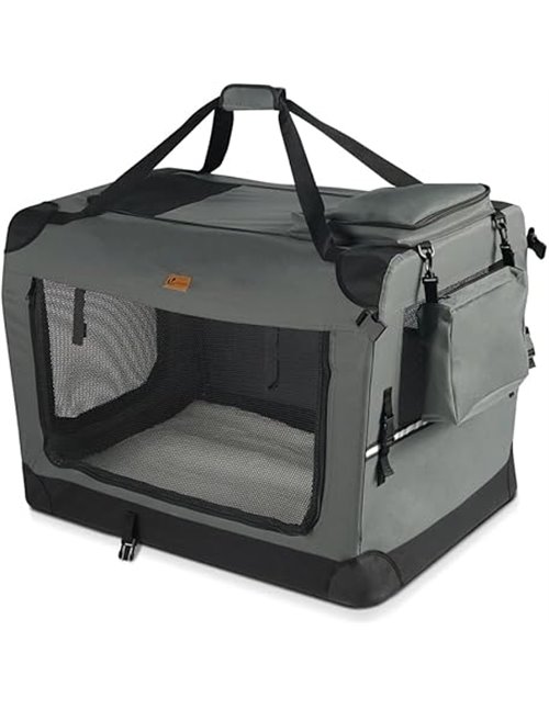 VOUNOT Transportín Perro Gato M 60x44x44cm, Bolsa Transporte Transpirable Mascotas con Bolsillos Alfombrilla Extraíble Tira Refl