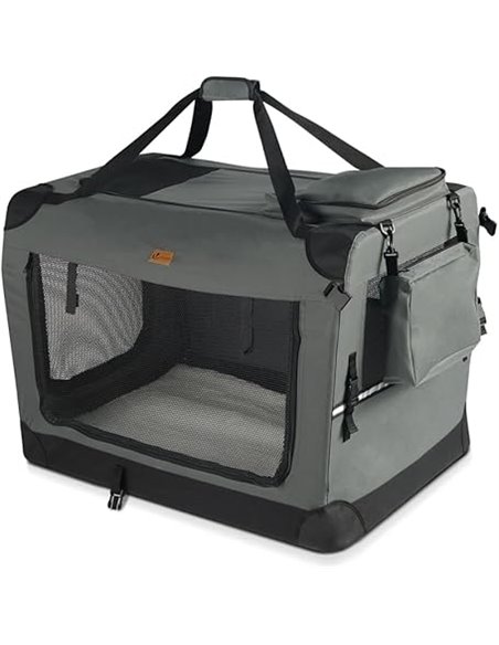 VOUNOT Transportín Perro Gato M 60x44x44cm, Bolsa Transporte Transpirable Mascotas con Bolsillos Alfombrilla Extraíble Tira Refl