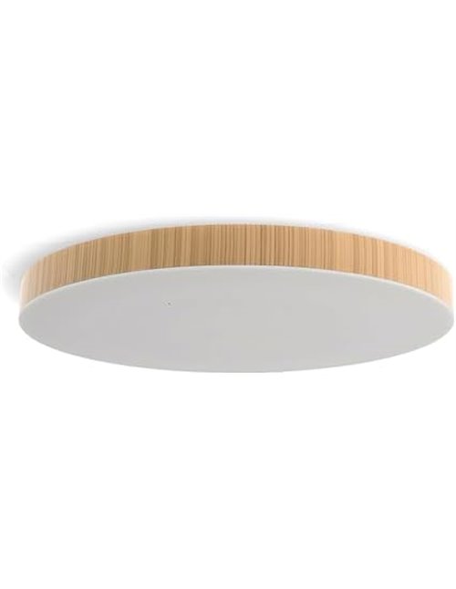 M Ledme - Plafón Led Neox 50W Madera, ø50 cm, Temperatura de Color CCT, ideal para Cocina, Balcón y Dormitorio.