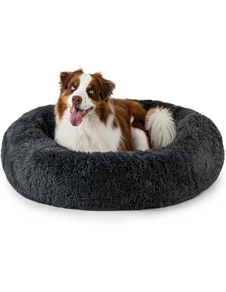 lionto Cama Tipo Donut para Perros y Gatos, Cama Redonda mullida para Mascotas pequeñas y Grandes, Ø 100 cm, cojín Suave de Felp
