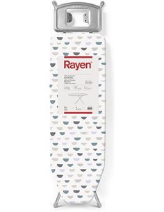 Rayen | Ironing Board - Basic Range | Adjustable Height | Metal Mesh | Ironing Rest | Grey Structure and White Printed Cover | M