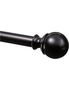 Amazon Basics Barra de Cortina Extensible con remates de Bola, diámetro 19 mm, de 183 a 366 cm, Color Negro
