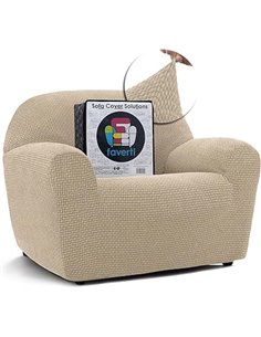 FAVERTI® Super Elastic Armchair Cover 1 Seater from 70 to 110 cm | Model NOVELE | Beige | Universal Cover Ideal for Any Shape of