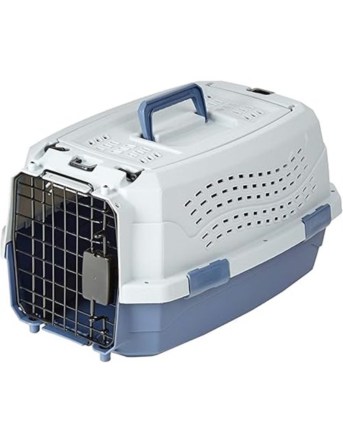 Amazon Basics Gato Trasportín de 2 puertas con carga superior, 48 cm, Azul