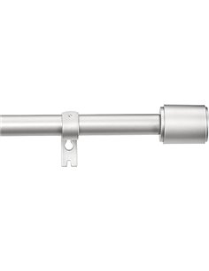 Amazon Basics Barra de Cortina Extensible con remates de capuchón, diámetro 19 mm, de 183 a 366 cm, Color níquel