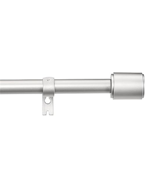 Amazon Basics Barra de Cortina Extensible con remates de capuchón, diámetro 19 mm, de 183 a 366 cm, Color níquel