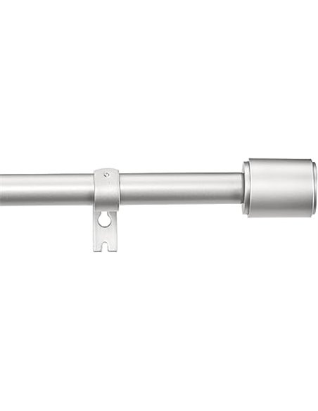 Amazon Basics Barra de Cortina Extensible con remates de capuchón, diámetro 19 mm, de 183 a 366 cm, Color níquel