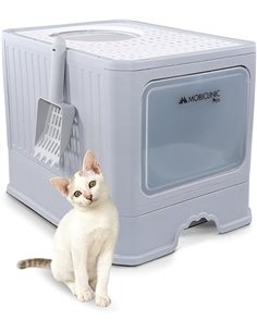 Mobiclinic® Pets, Arenero Gatos Cubierto, Cajón extraíble, Incluye Pala, Catbox, Doble Entrada Frontal y Superior con Tapa, Reji