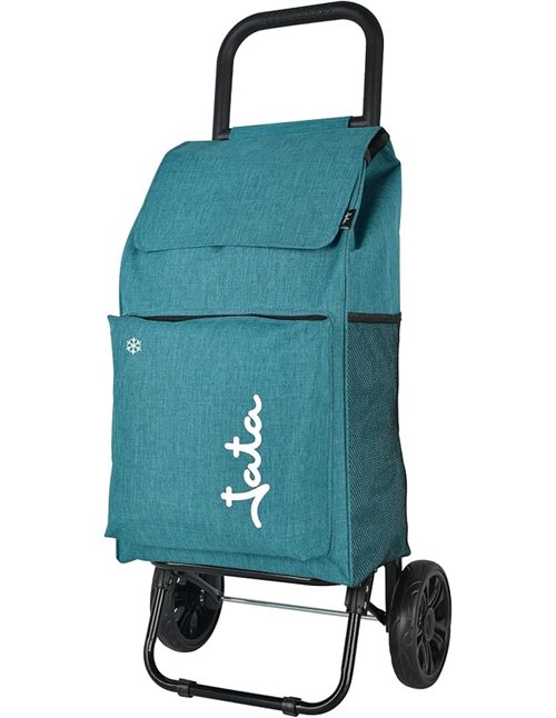 JATA HCAR2503 - Carro de la Compra 2 Ruedas. De 40L con Bolsa Refrigerante para Congelados. Carga hasta 30 kg. Bolsillos Lateral