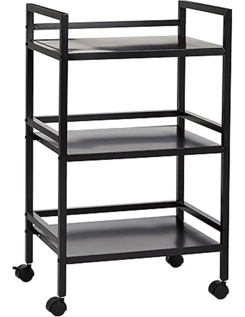 Amazon Basics Carro metálico con 3 niveles, Negro