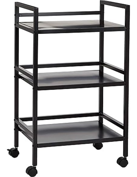 Amazon Basics Carro metálico con 3 niveles, Negro