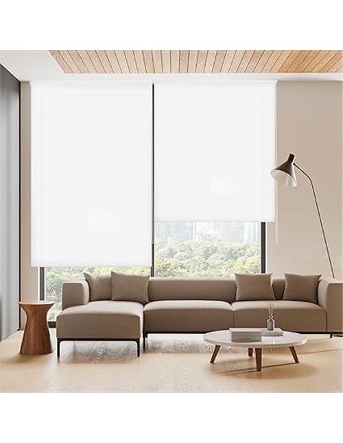 Blindecor Ara | Estor enrollable translúcido liso - Blanco Roto, 140 x 175 cm (ancho por alto) | Tamaño de la Tela 137 x 170 cm 