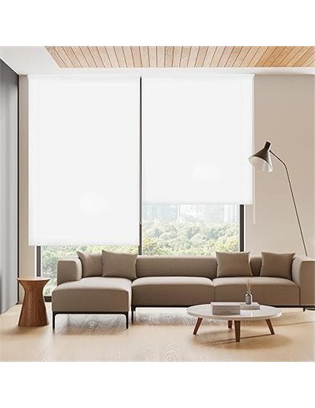 Blindecor Ara | Estor enrollable translúcido liso - Blanco Roto, 140 x 175 cm (ancho por alto) | Tamaño de la Tela 137 x 170 cm 