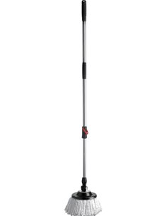 Tatay Stainless Steel Telescopic Handle Mop with 100% Microfiber Mop, Grey and Black