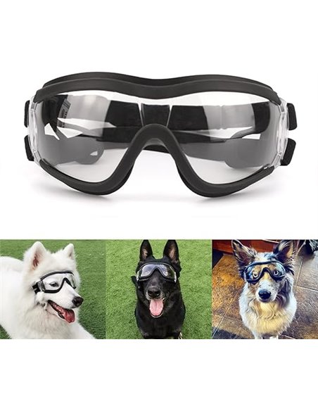 Gafas de sol para perros medianos y grandes, antivaho, protección UV, con correas ajustables, para ciclismo, motociclismo, trans
