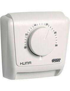VEMER VE019600 KLIMA 3 – Termostato Mecánico de Ambiente a Membrana de Gas para Calefacción y Aire Acondicionado, Blanco