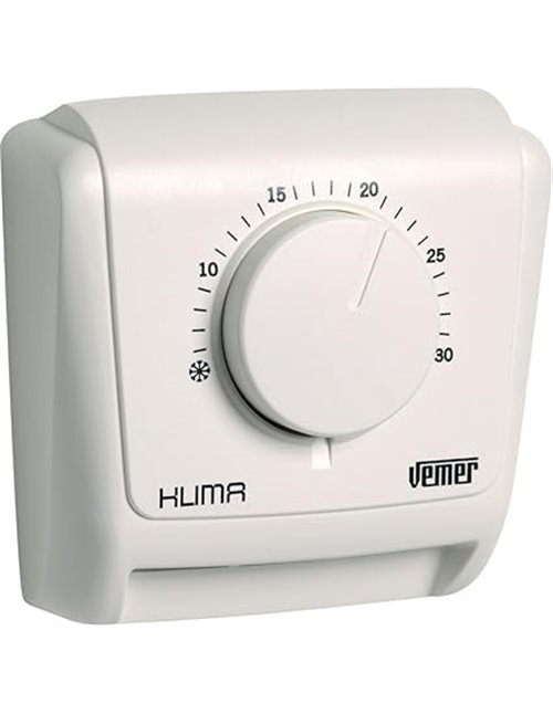 VEMER VE019600 KLIMA 3 – Termostato Mecánico de Ambiente a Membrana de Gas para Calefacción y Aire Acondicionado, Blanco