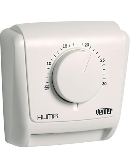 VEMER VE019600 KLIMA 3 – Termostato Mecánico de Ambiente a Membrana de Gas para Calefacción y Aire Acondicionado, Blanco