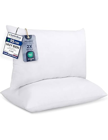 Utopia Bedding Relleno de Cojín 50 x 70 cm (2 Unidades), Fibra Virgen Siliconada, Almohadas de Sofá (Blanco)