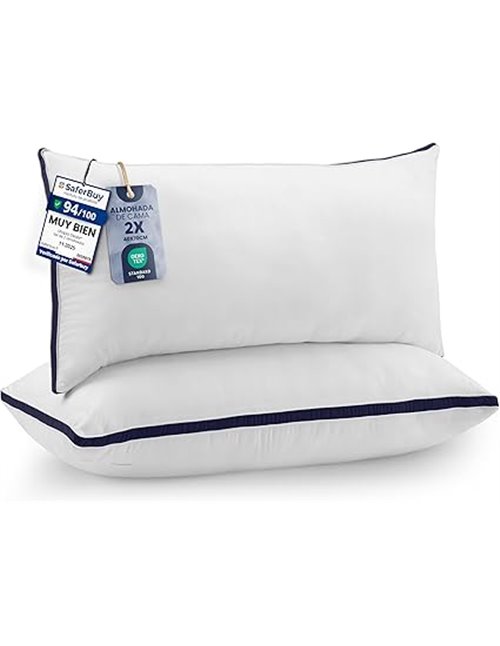 Utopia Bedding Almohadas (2 Unidades), 40 x 70 cm Tela de Microfibra con Relleno de poliéster 3D, Transpirable y Suave (Azul Mar