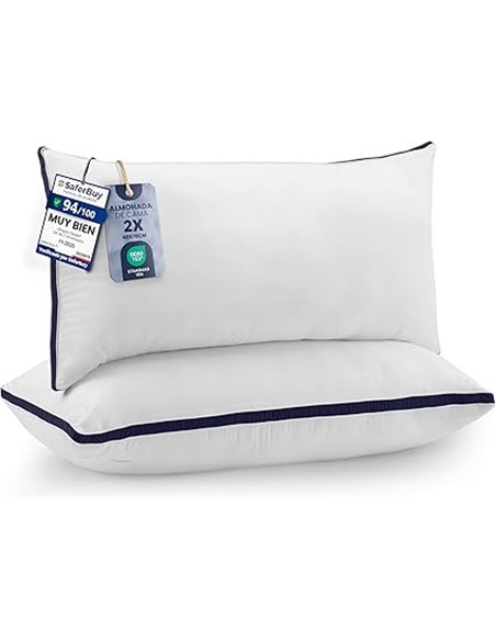 Utopia Bedding Almohadas (2 Unidades), 40 x 70 cm Tela de Microfibra con Relleno de poliéster 3D, Transpirable y Suave (Azul Mar
