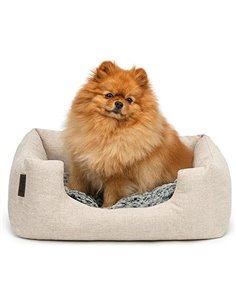 lionto Cama para Perro cojín de Piso Reversible, (S) 60x50 cm Beige