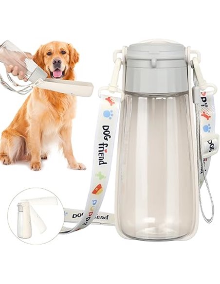 VINATO 500ML Bebedero Perro Portatil 180° Plegable Bebedero Agua Perro Botella Gatos a Prueba de Fugas para Perros con Función d