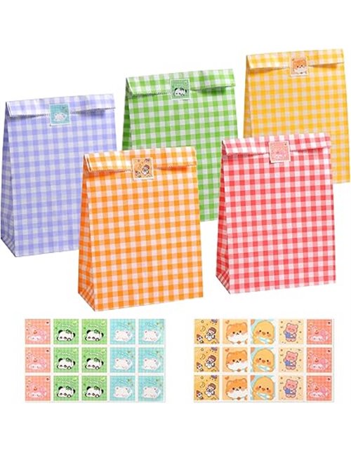 Blendura Bolsas Chuches Cumpleaños, 40 PCS Bolsas de Papel de Colores Bolsas Regalo Cumpleaños, Bolsas Regalo Infantil para Envo