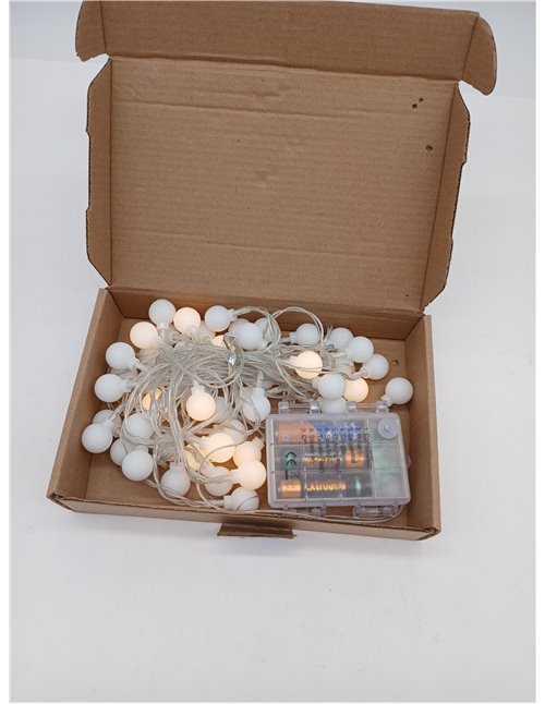 Guirnalda de luces LED impermeable para exteriores con pilas, 5 m, 50 bombillas LED blanco cálido. Iluminación de Navidad para h