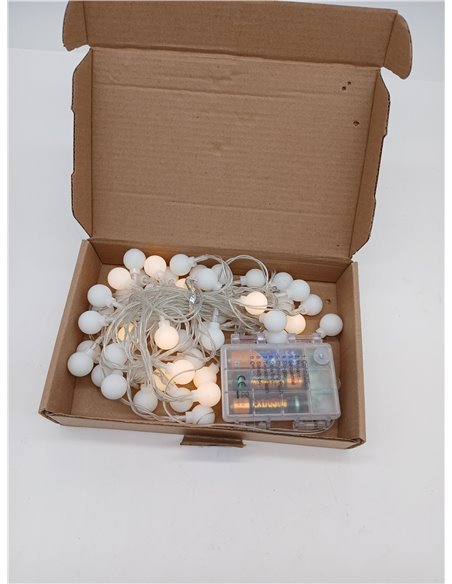 Guirnalda de luces LED impermeable para exteriores con pilas, 5 m, 50 bombillas LED blanco cálido. Iluminación de Navidad para h