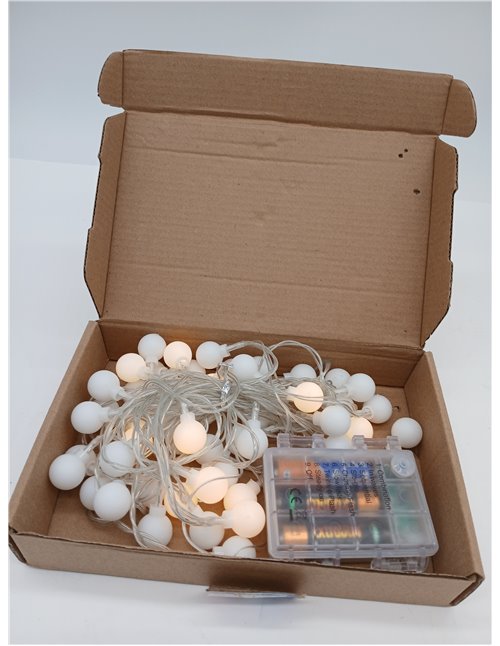 Guirnalda de luces LED impermeable para exteriores con pilas, 5 m, 50 bombillas LED blanco cálido. Iluminación de Navidad para h