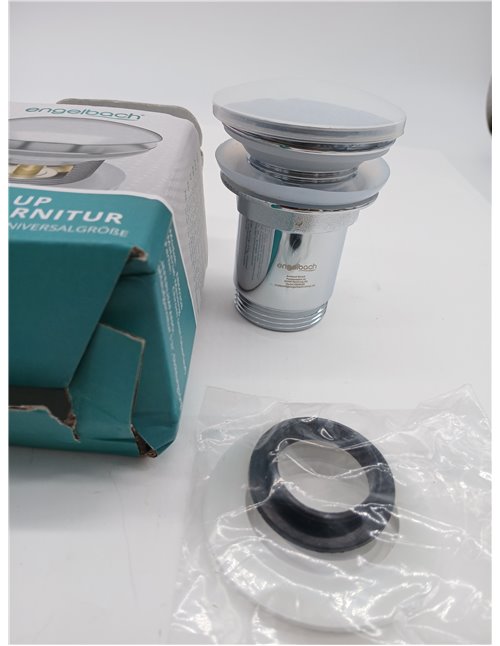 Engelbach® Válvula Universal desagüe Lavabo con rebosadero - Click Clack con 4 Juntas - Apta para lavabos estándar - Manual de i