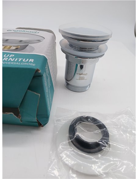Engelbach® Válvula Universal desagüe Lavabo con rebosadero - Click Clack con 4 Juntas - Apta para lavabos estándar - Manual de i