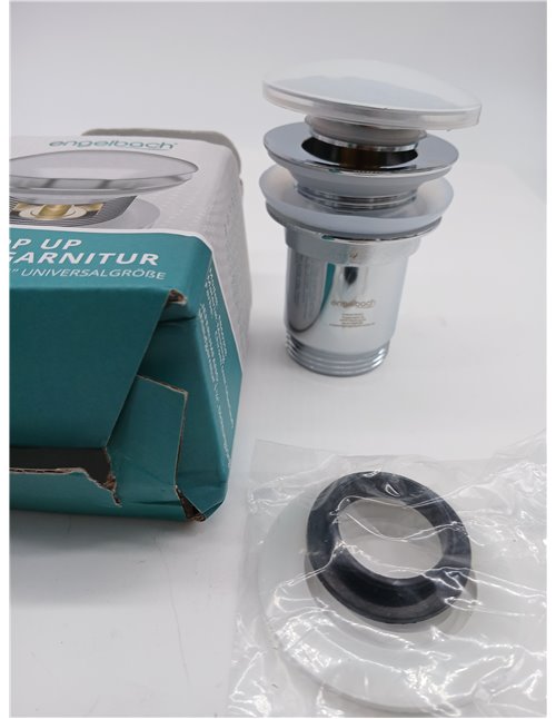 Engelbach® Válvula Universal desagüe Lavabo con rebosadero - Click Clack con 4 Juntas - Apta para lavabos estándar - Manual de i