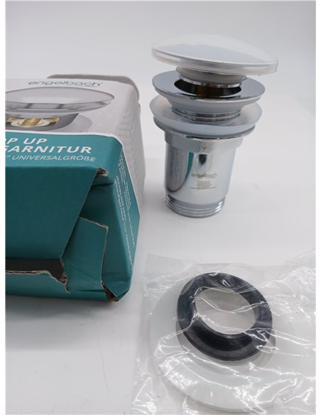 Engelbach® Válvula Universal desagüe Lavabo con rebosadero - Click Clack con 4 Juntas - Apta para lavabos estándar - Manual de i