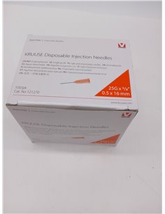 Kruuse Agujas Desechables 0,5 X 16 Mm, 25gx5/8", Naranja, Caja 100 Uds 2