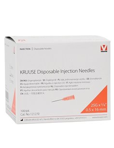Kruuse Agujas Desechables 0,5 X 16 Mm, 25gx5/8", Naranja, Caja 100 Uds