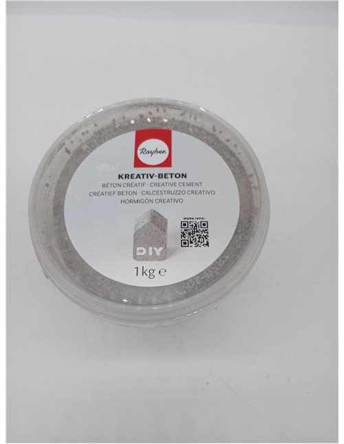 Rayher Hormigón creativo, gris claro, 1 kg, para manualidades con moldes, 34152000