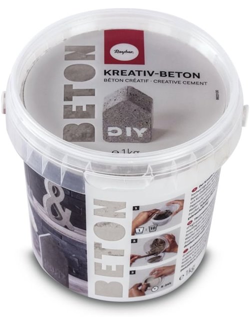 Rayher Hormigón creativo, gris claro, 1 kg, para manualidades con moldes, 34152000