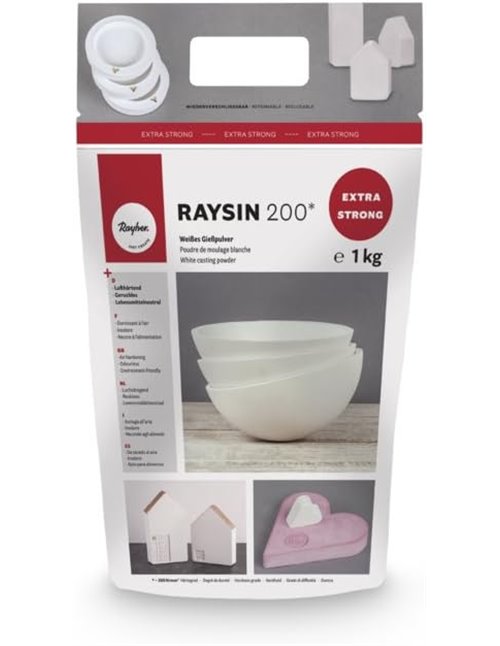 Rayher Polvo para moldear Raysin 200, blanco, 1 kg, seca al aire, sin olor, 3699000