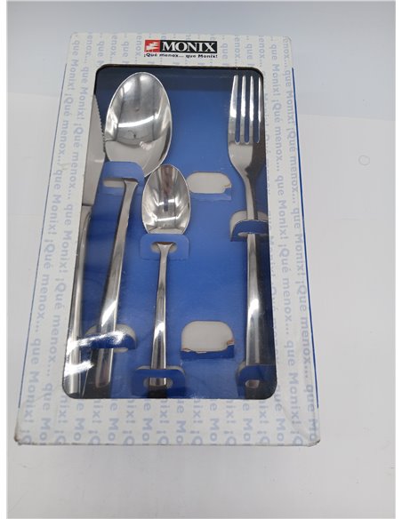 MONIX Pisa 24-Piece Cutlery Set with Chopper Knife, 18/10 Stainless Steel, Contemporary Design, Polished Shiny Finish, Thickness
