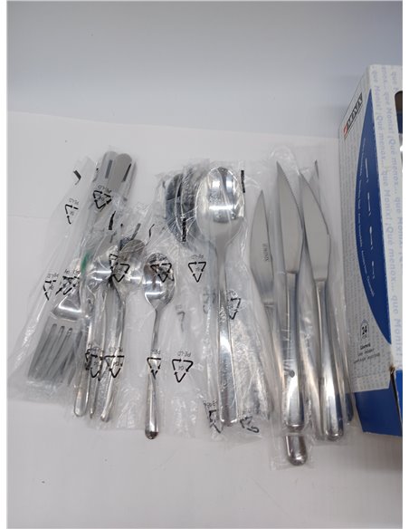 MONIX Pisa 24-Piece Cutlery Set with Chopper Knife, 18/10 Stainless Steel, Contemporary Design, Polished Shiny Finish, Thickness