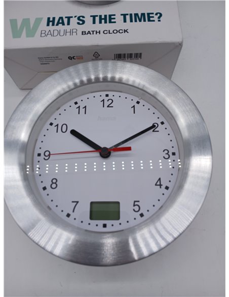Hama Reloj de baño (Reloj de baño con Ventosa, Reloj con termómetro, Reloj de Pared sin Ruido de tictac, analógico, Reloj de Cua