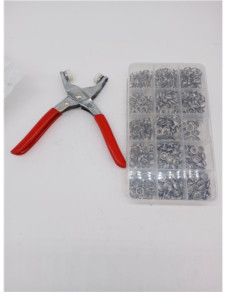 Chiluxendo 200 Sets Pistola Botones de Presion, 9.5mm Plata Corchetes de Presion Metalicos, Corchetes Costura, Snaps Metalicos, 