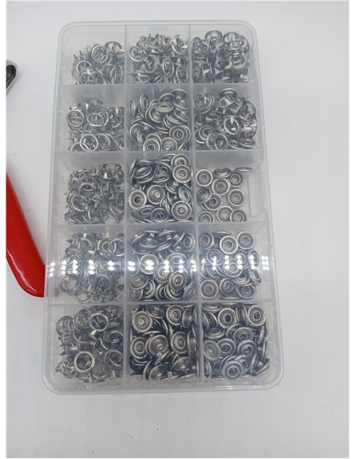 Chiluxendo 200 Sets Pistola Botones de Presion, 9.5mm Plata Corchetes de Presion Metalicos, Corchetes Costura, Snaps Metalicos, 