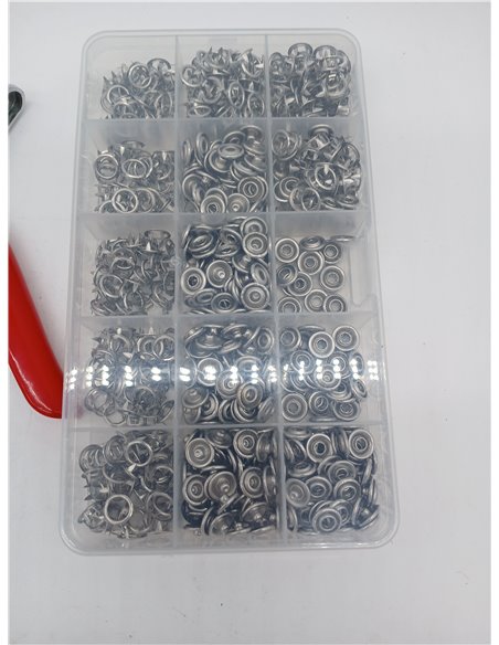 Chiluxendo 200 Sets Pistola Botones de Presion, 9.5mm Plata Corchetes de Presion Metalicos, Corchetes Costura, Snaps Metalicos, 
