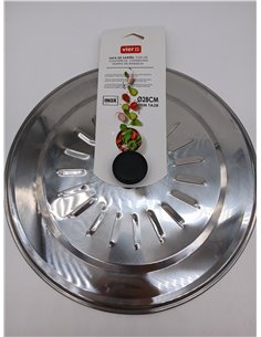 VIER - Multipurpose Stainless Steel Lid 28 cm Diameter for Frying Pans and Pots, Anti-Splash with Ergonomic Handle, Metal Kitche 2