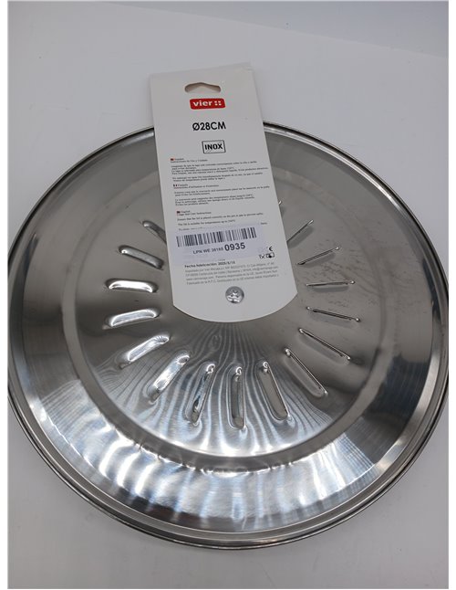 VIER - Multipurpose Stainless Steel Lid 28 cm Diameter for Frying Pans and Pots, Anti-Splash with Ergonomic Handle, Metal Kitche