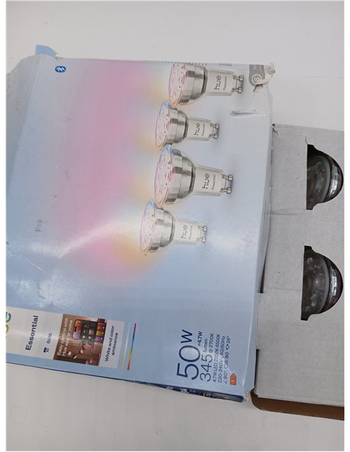 Philips Hue Essential Foco LED GU10, Bombilla LED Inteligente, Luz ambiente blanca y de colores, 4,7 W, 2200 K-6500 K, 345 lm, r