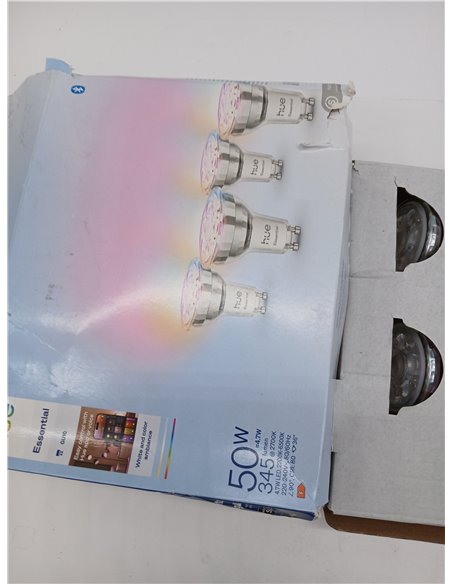 Philips Hue Essential Foco LED GU10, Bombilla LED Inteligente, Luz ambiente blanca y de colores, 4,7 W, 2200 K-6500 K, 345 lm, r